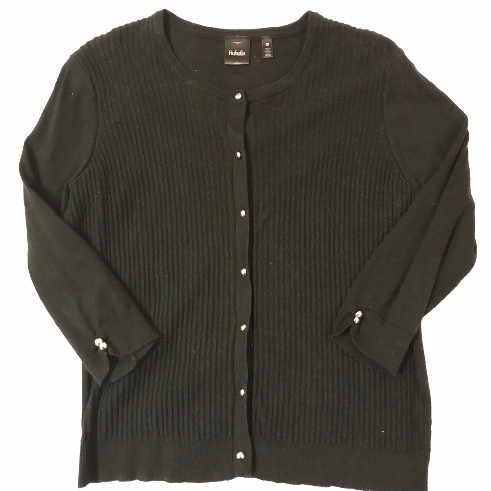 Rafaella black ribbed cardigan sweater Petite med